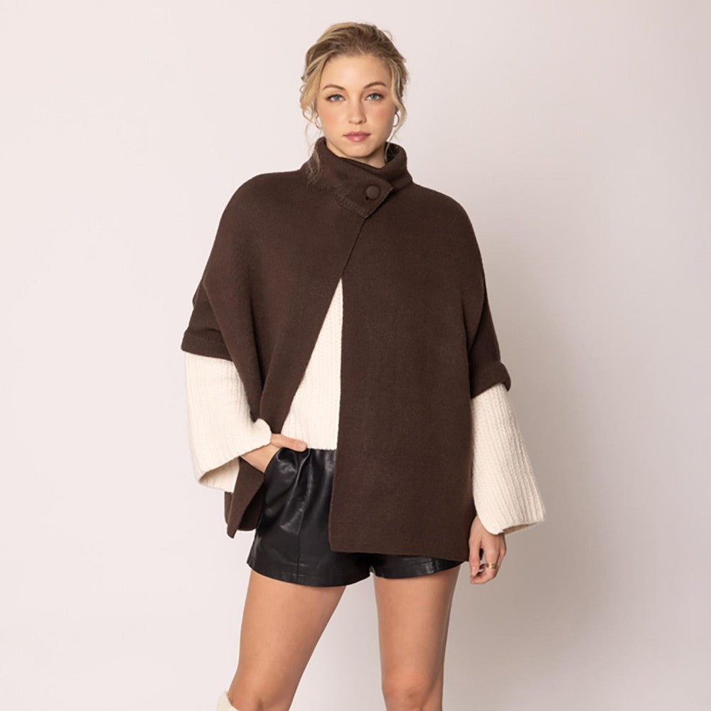 One Button Soft Cardigan Chocolate