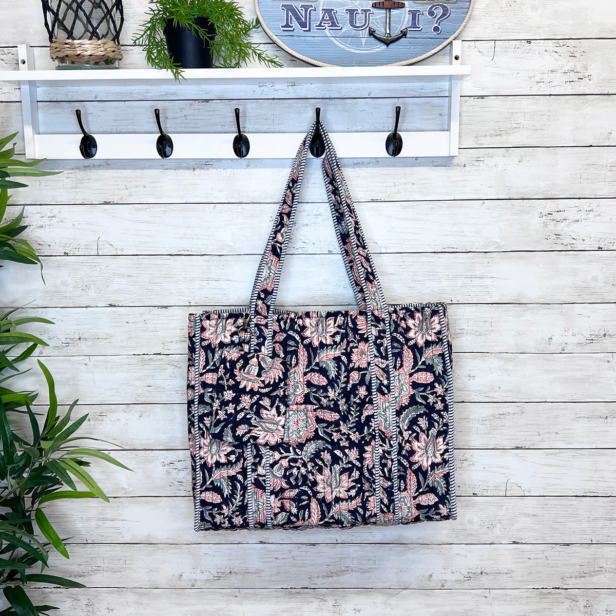 Quilted Trendy Tote Bag w/Travel Pouch Midnight Desert - Handbag