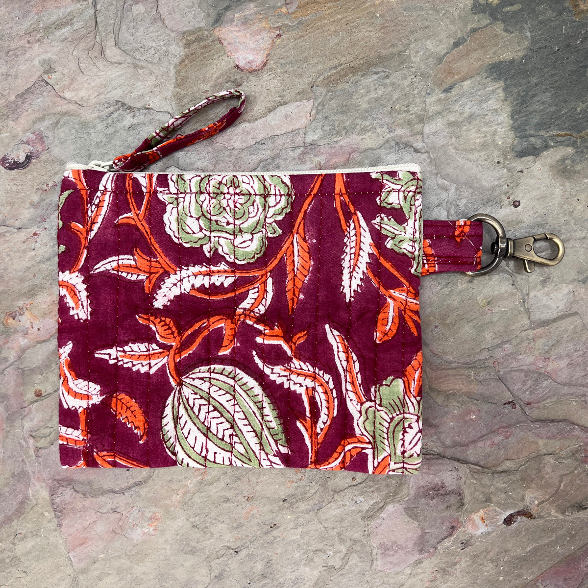 Quilted Trendy Tote Bag w/Travel Pouch Plum Blossoms
