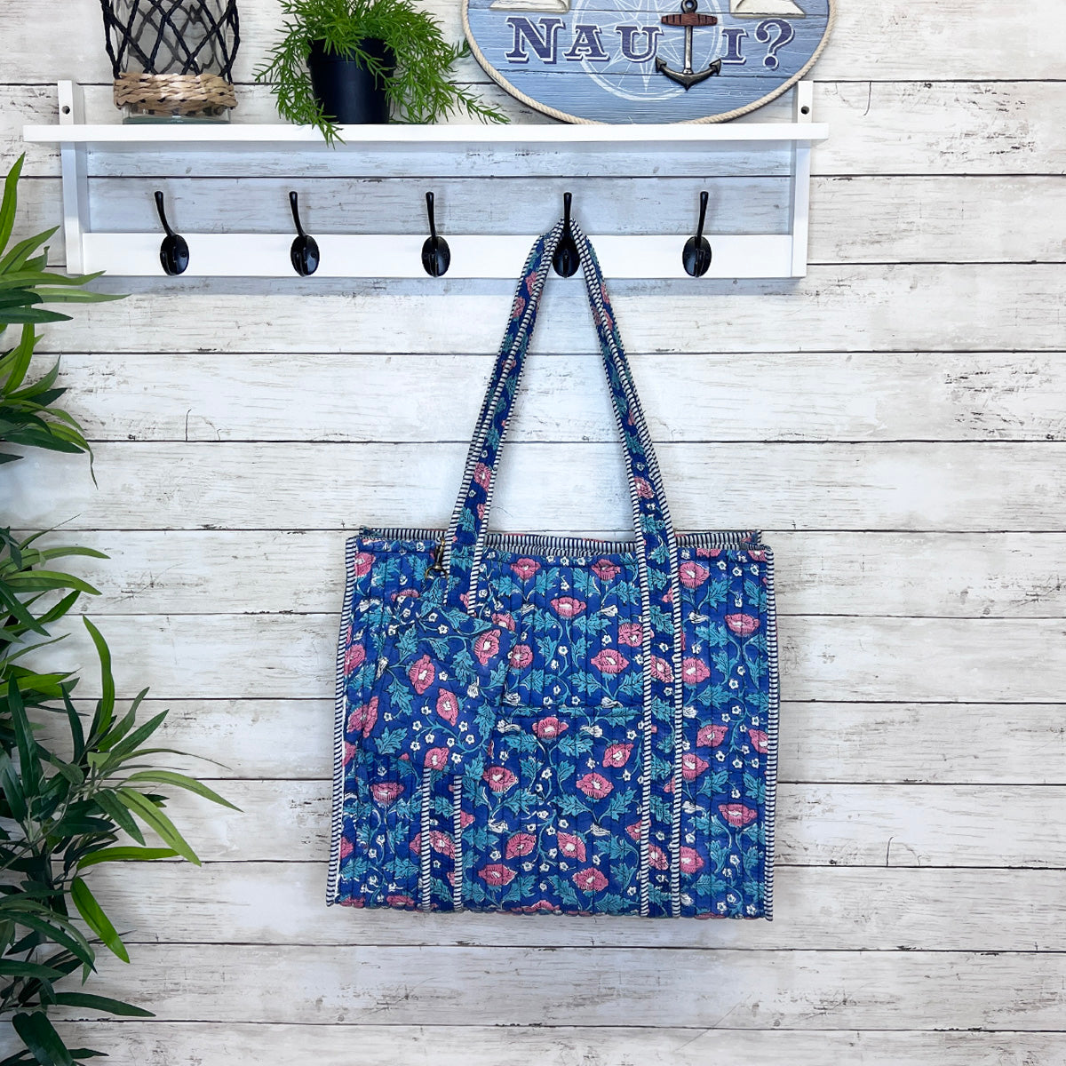 Quilted Trendy Tote Bag w/Travel Pouch Rich Primrose - Handbag