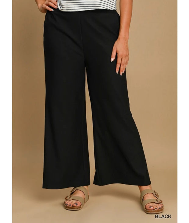 Ribbed Pull on Wide Leg Pant