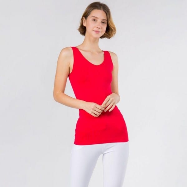 House of Trendz Boutique clothing Seamless Reversible Smoothing Tank Red