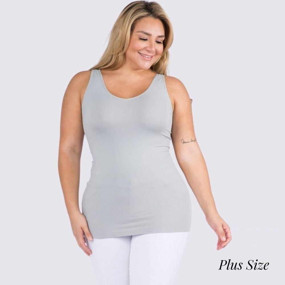 Seamless Basic Tank Plus Grey - clothing