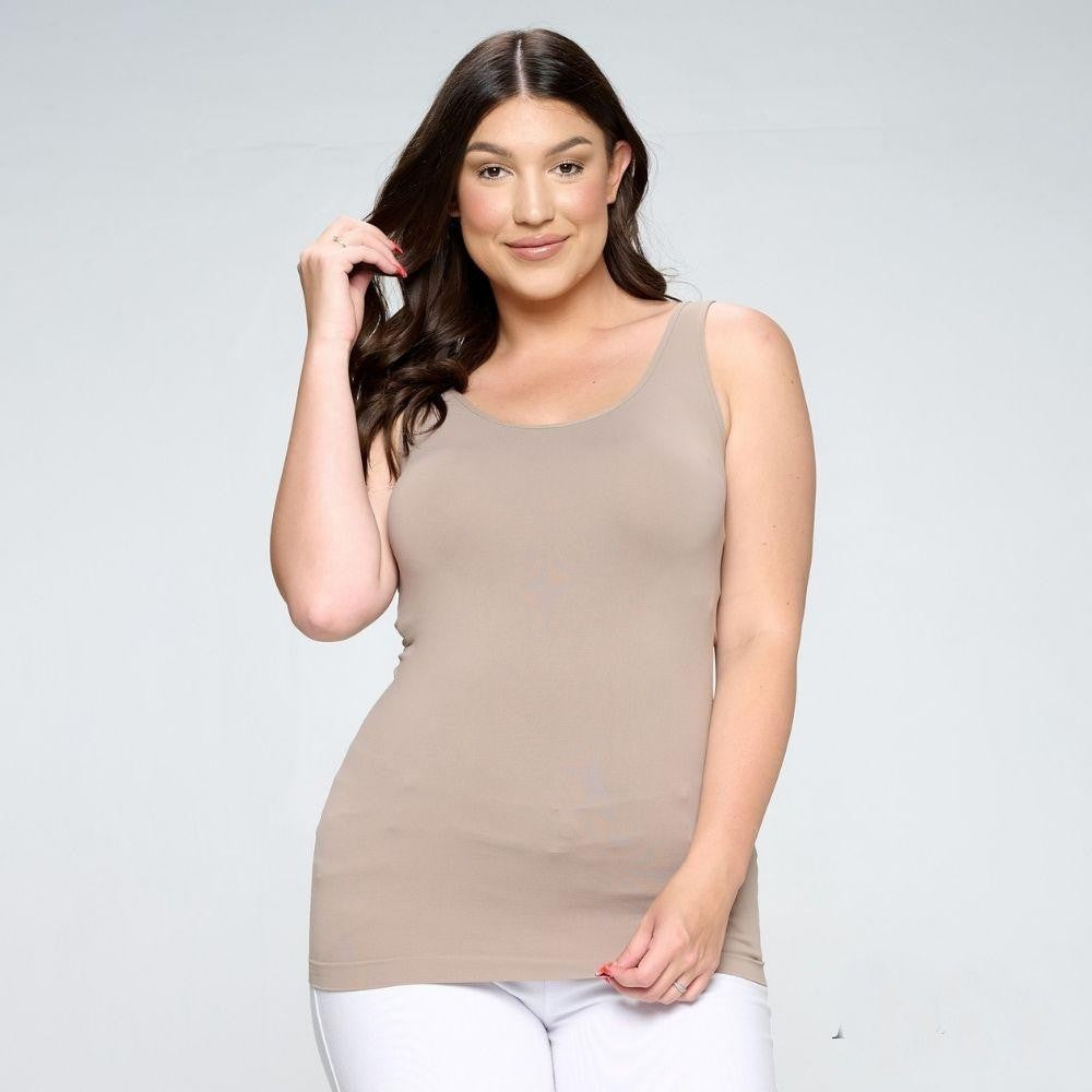 Seamless Basic Tank Plus Light Mocha
