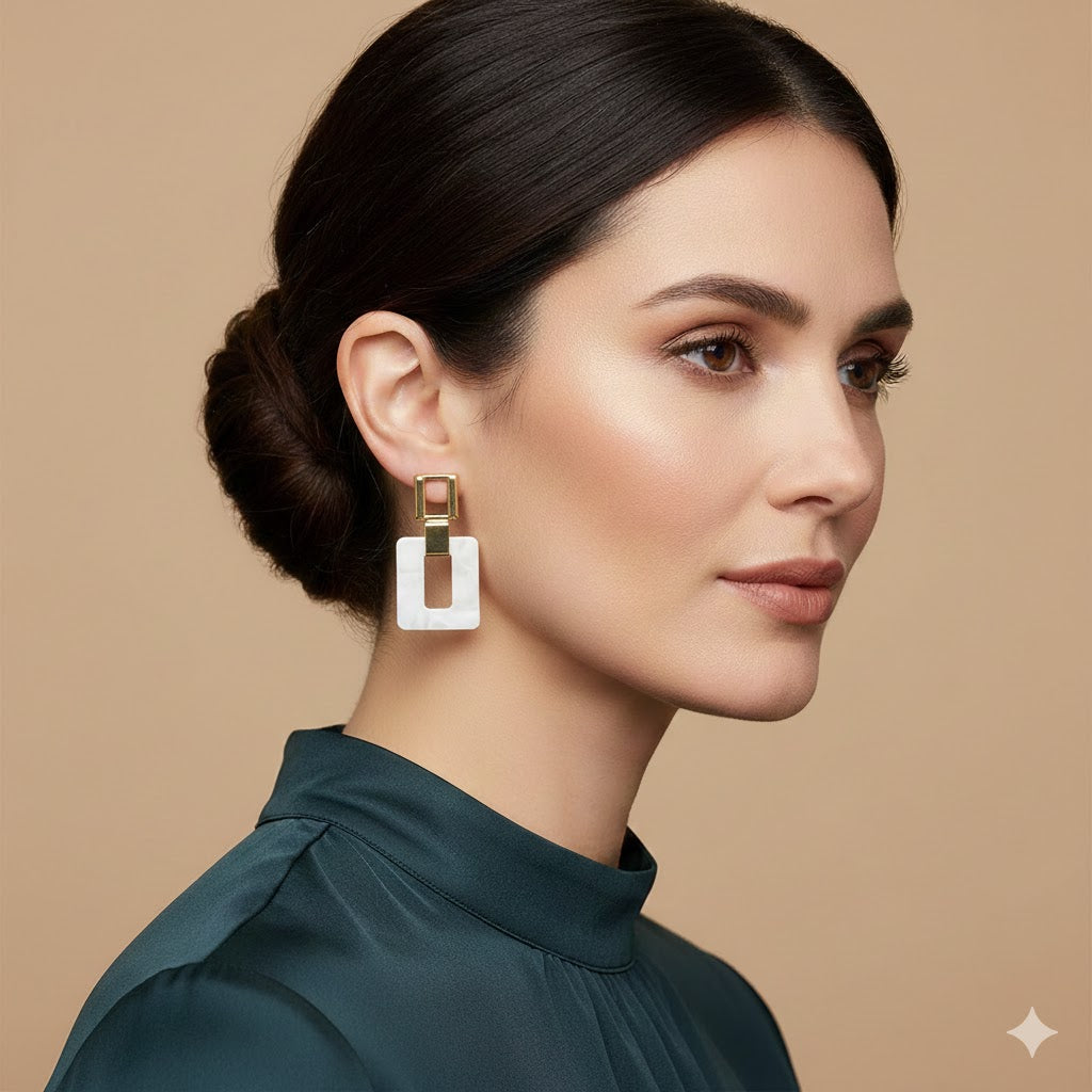 Water Resistant Acrylic Earring Cloud White