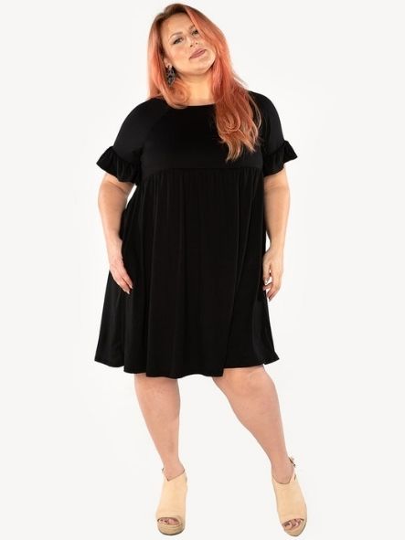 Baby Doll Basic Dress Black Plus Size