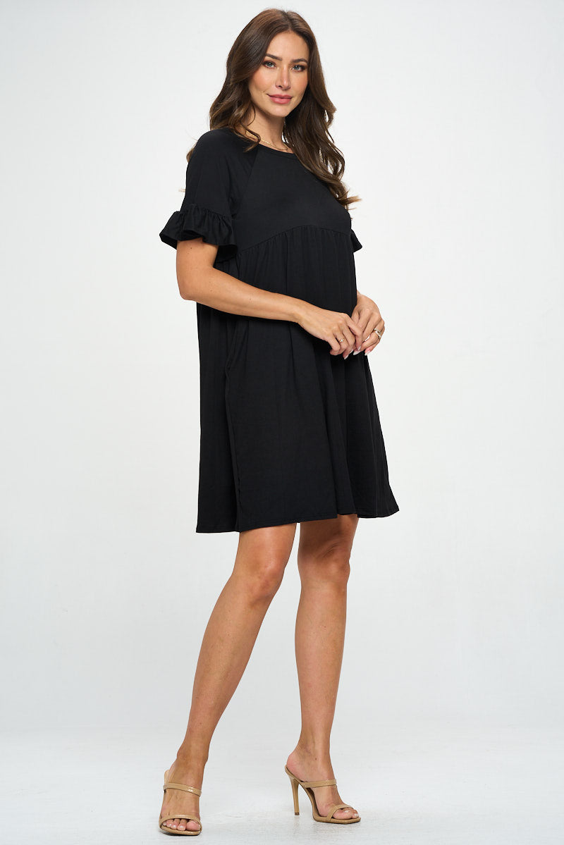 Baby Doll Basic Dress Black