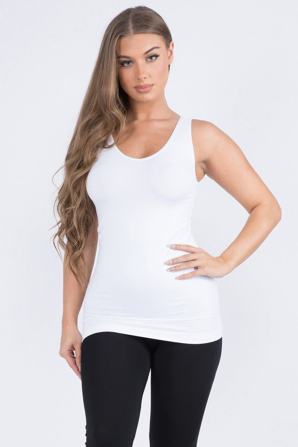 Bra Friendly Smoothing Tank Top (White)