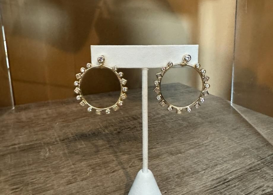 Water Resistant Crystal Accented Circle Earring