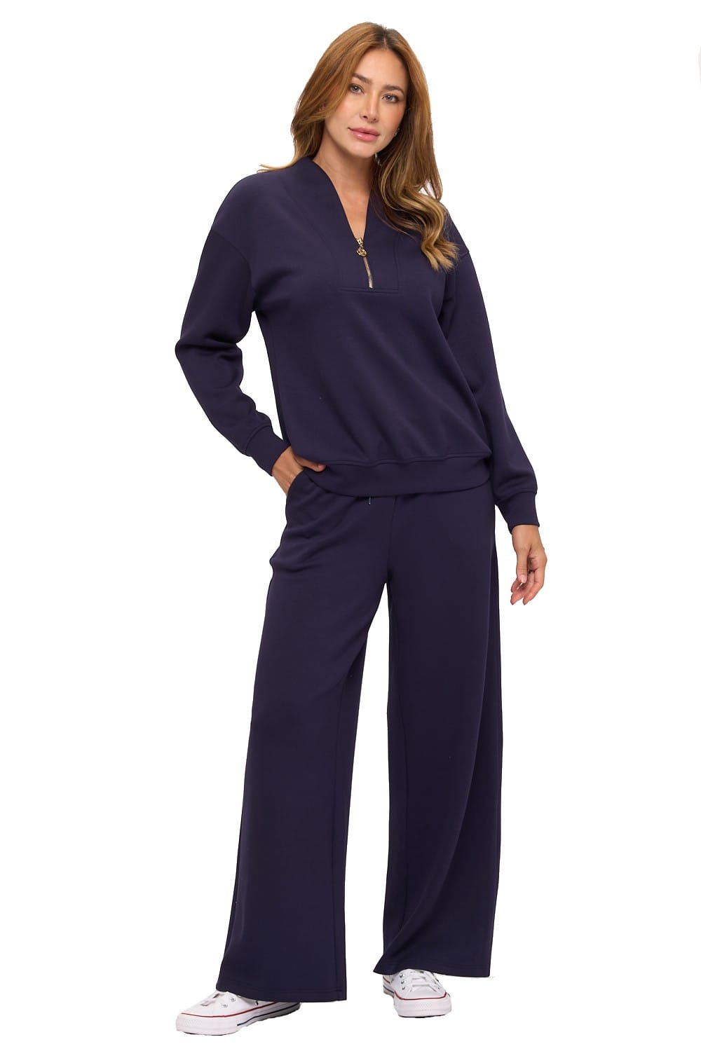 Aryeh clothing Half Zip Lounge Set Navy Blue