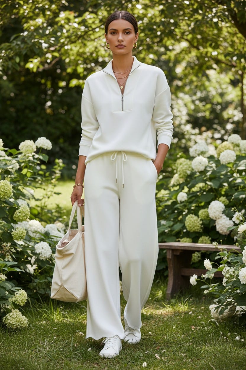 Aryeh clothing Half Zip Lounge Set Off White