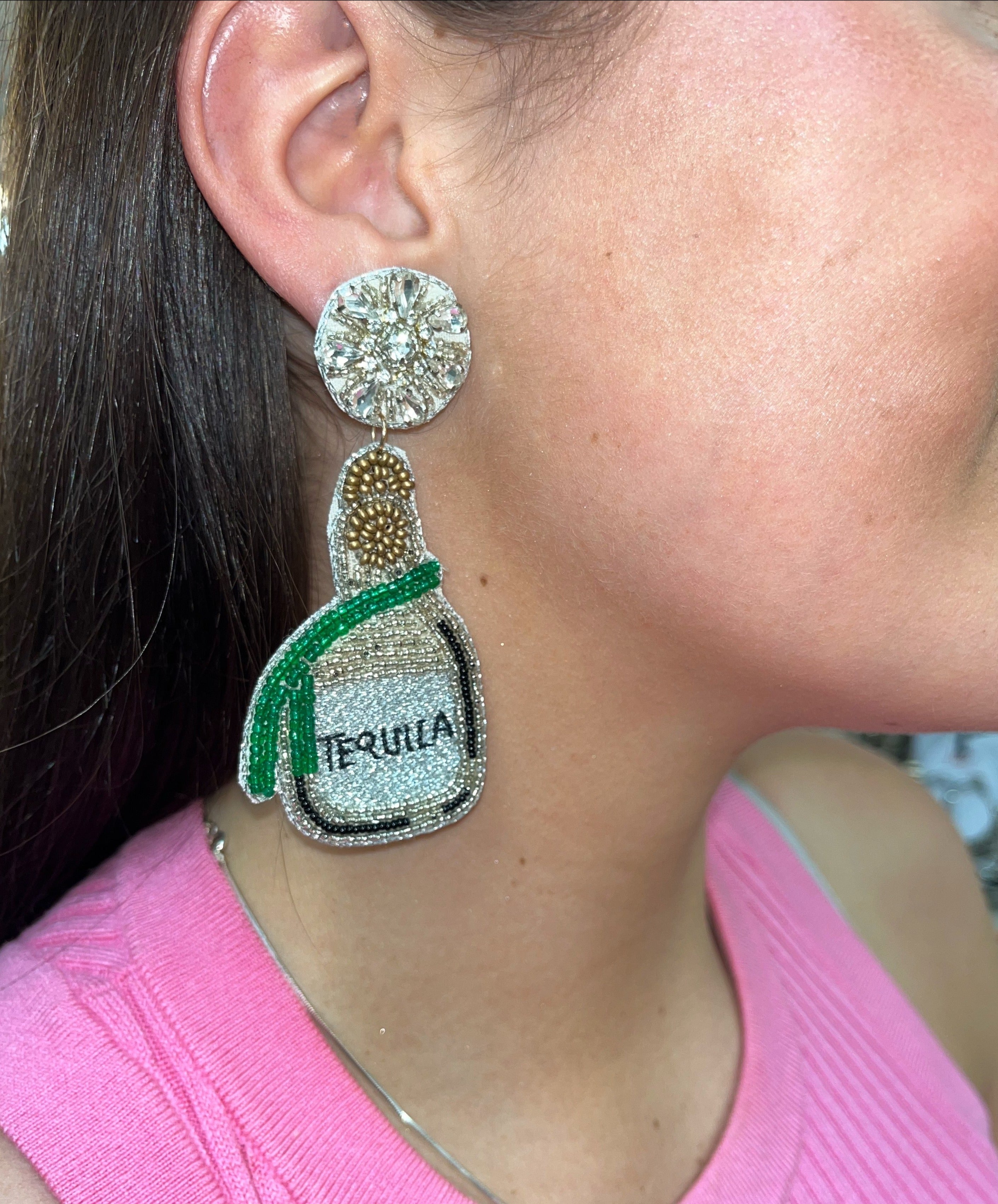 Seed Bead Statement Earring Tequila - Earrings