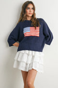 Buttermelon clothing Americana Flag Navy Knit Sweater