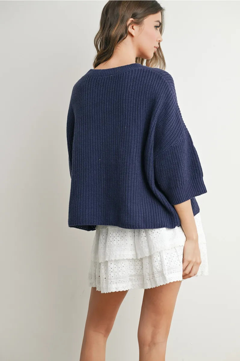 Buttermelon clothing Americana Flag Navy Knit Sweater