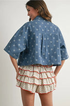 Buttermelon clothing Americana Star-Print Oversized Denim Shirt-Jacket