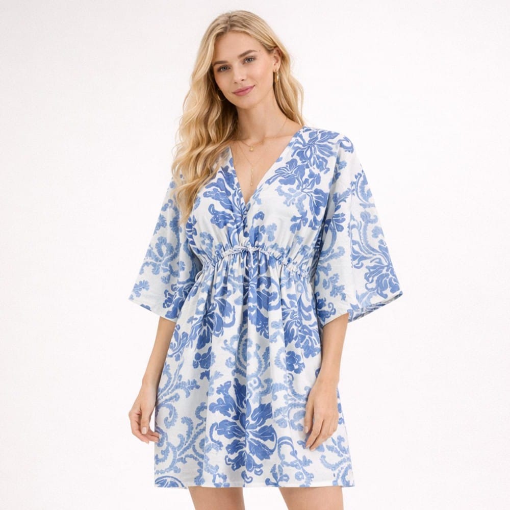Do Everything In Love clothing Blue Floral Print Coverup Dress