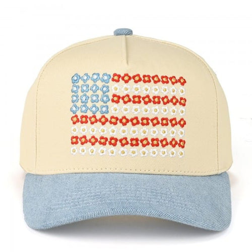 House of Trendz Accessories Americana Daisy Stars & Stripes Baseball Cap