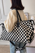 House of Trendz Accessories Checkered Canvas Weekender Black/Creme