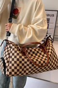 House of Trendz Accessories Checkered Canvas Weekender Camel/Creme