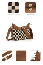 House of Trendz Accessories Checkered Crescent Messenger Bag (Camel)