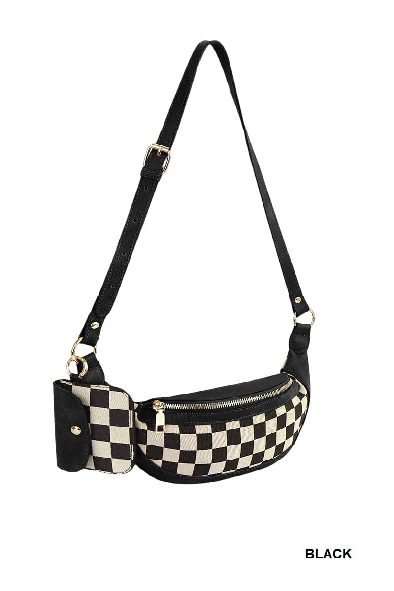 House of Trendz Accessories Checkered Crossbody & Wallet Black/Creme