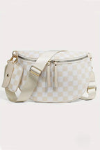 House of Trendz Accessories Checkered Duo Crossbody Bag & Wallet (Cloud White)
