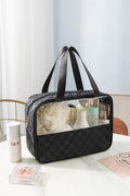 House of Trendz Accessories Checkered Monogram Clear Travel Bag (Black)