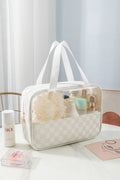 House of Trendz Accessories Checkered Monogram Clear Travel Bag (Cream)