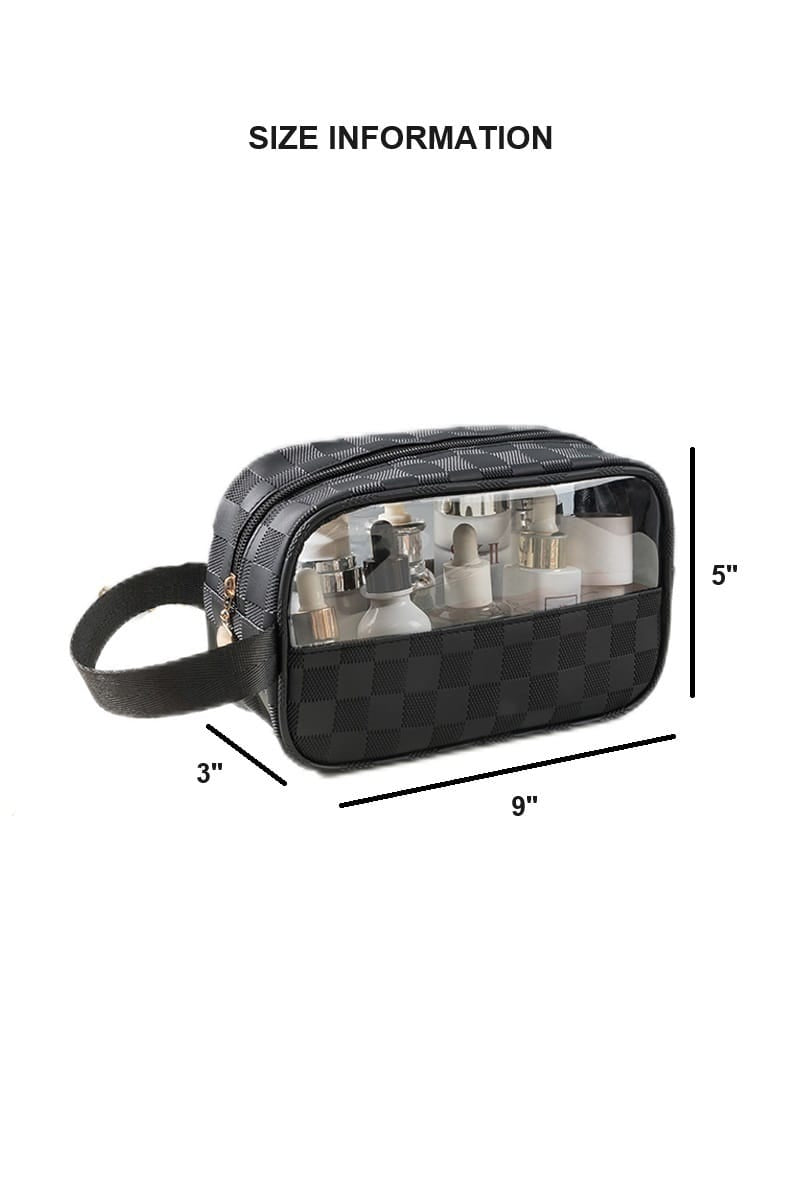 House of Trendz Accessories Checkered Monogram Toiletry Bag  Black