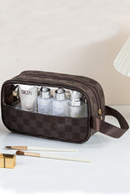House of Trendz Accessories Checkered Monogram Toiletry Bag Chocolate