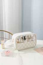 House of Trendz Accessories Checkered Monogram Toiletry Bag Ivory