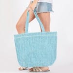 House of Trendz Accessories Large Woven Tote Bag Blue