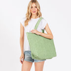 House of Trendz Accessories Large Woven Tote Bag Green