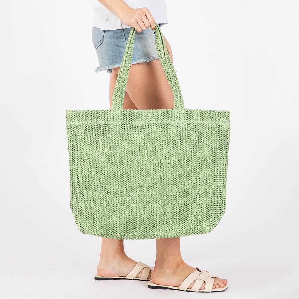 House of Trendz Accessories Large Woven Tote Bag Green