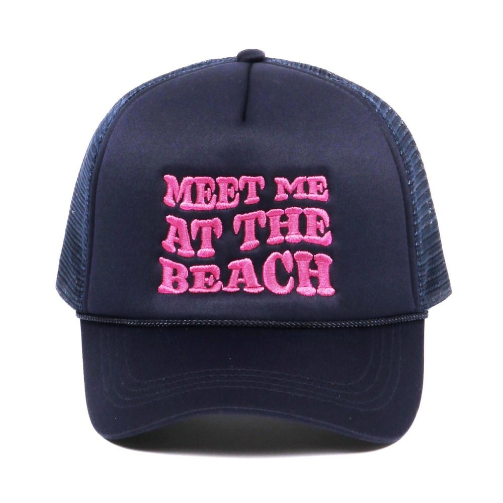 House of Trendz Accessories Meet Me at the Beach Trucker Hat Black-Pink