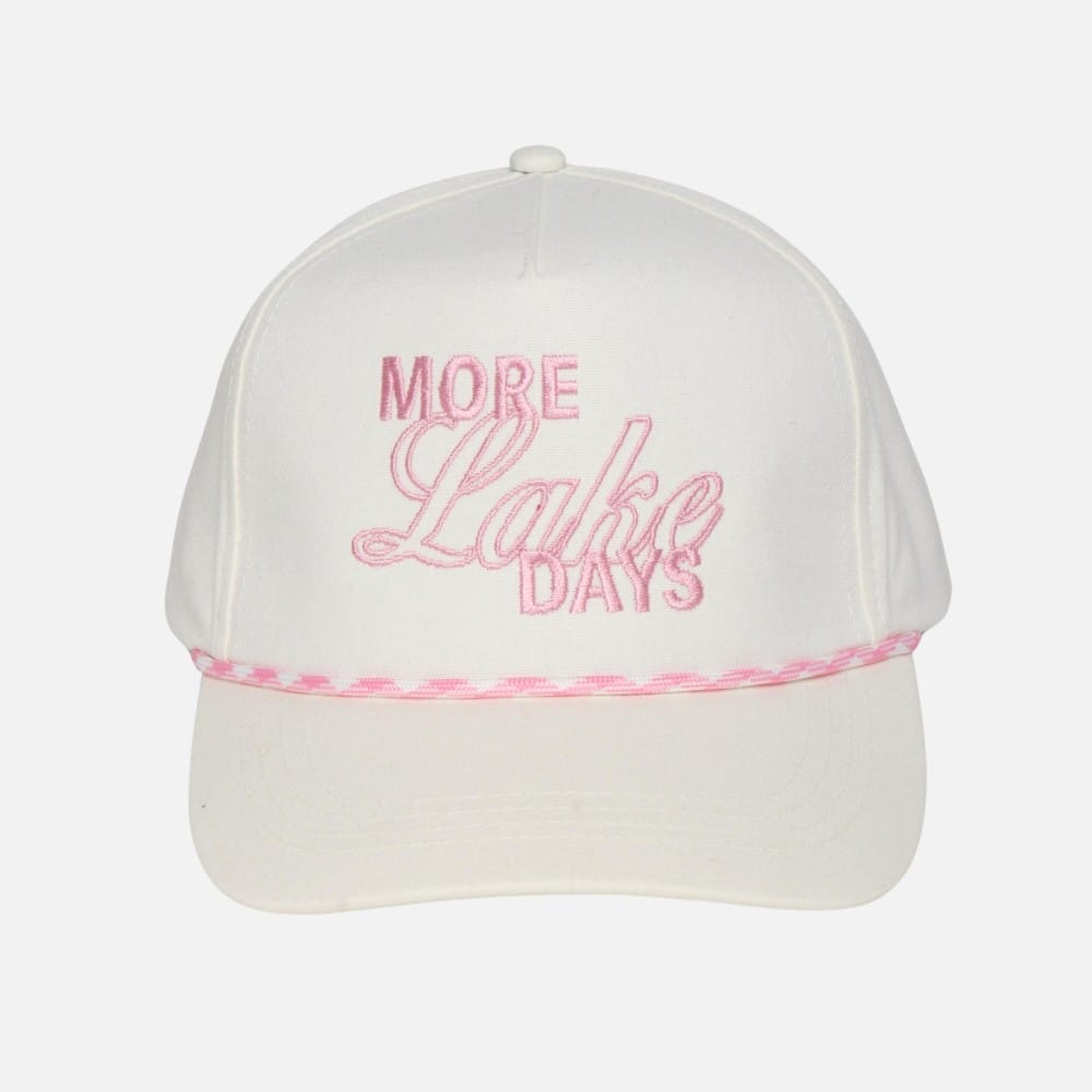 House of Trendz Accessories More Lake Days Embroidered Trucker Cap Pink/White