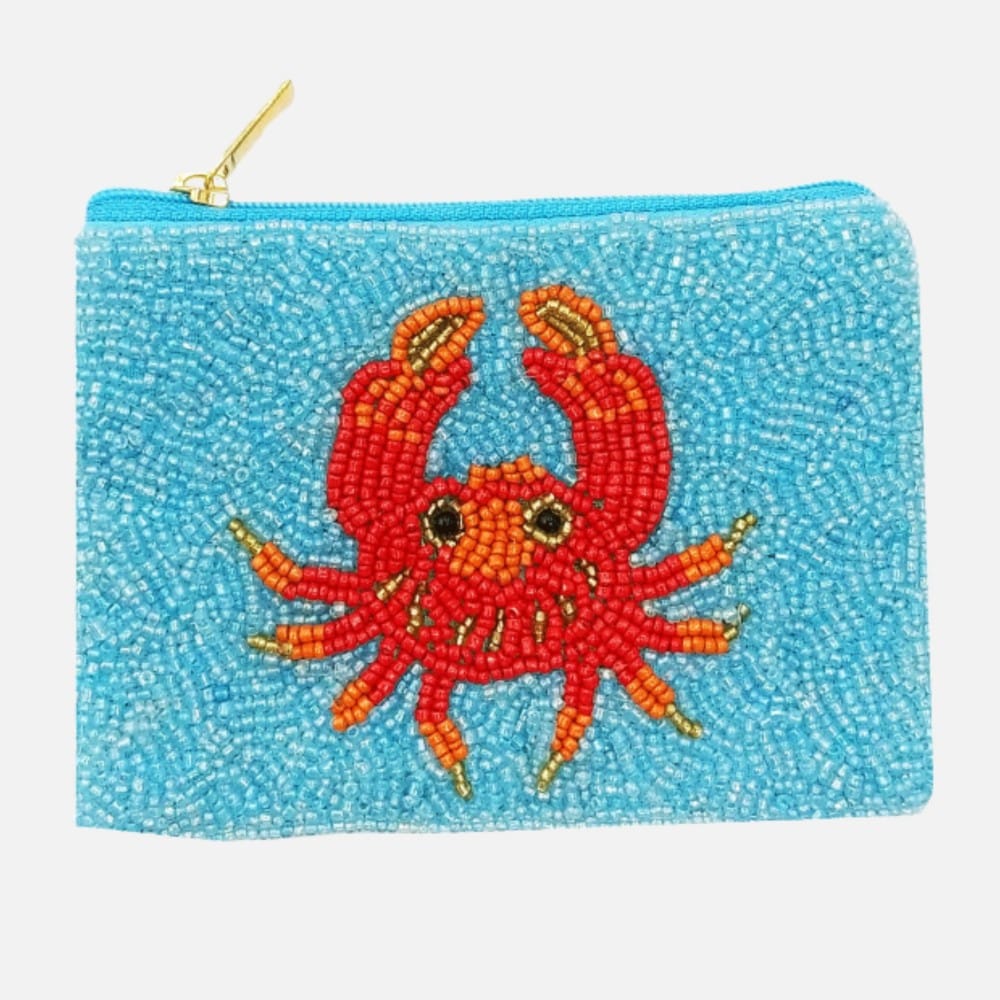 House of Trendz Accessories Seed Bead Zippered Wallet Crab Design