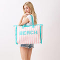 House of Trendz Accessories Striped Beach Tote Bag