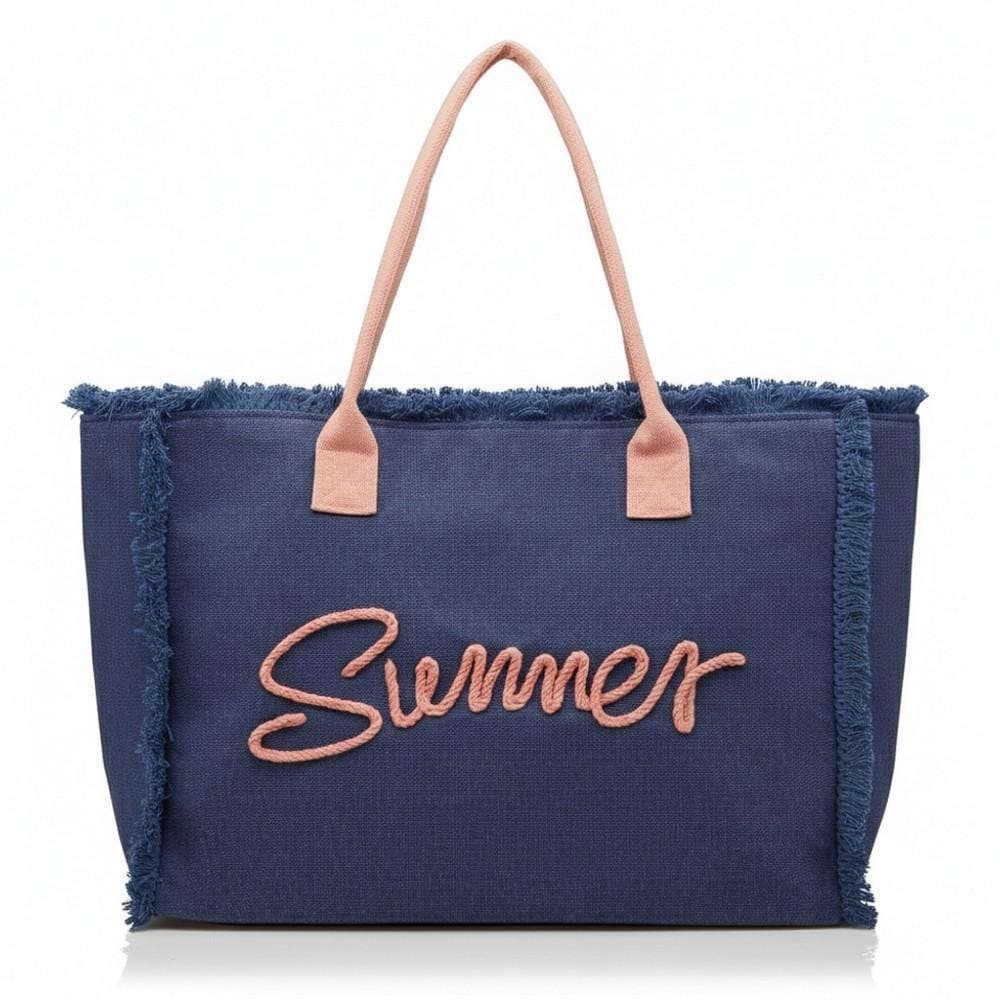House of Trendz Accessories Summer Tote Bag Navy/Orange