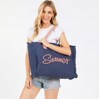 House of Trendz Accessories Summer Tote Bag Navy/Orange