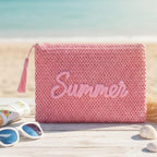 House of Trendz Accessories Summer Woven Clutch Pink