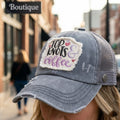 House of Trendz Accessories Top Knots & Coffee Embroidered Trucker Cap Grey