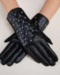 House of Trendz Boutique Accessories Black Studded Vegan Leather Touchscreen Gloves