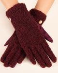House of Trendz Boutique Accessories Burgundy Textured Touchscreen Gloves