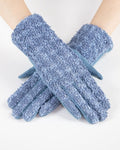 House of Trendz Boutique Accessories Denim Blue Shimmer Tweed-Look Touchscreen Gloves