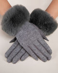 House of Trendz Boutique Accessories Grey Shimmer Faux-Fur Cuff Touchscreen Gloves