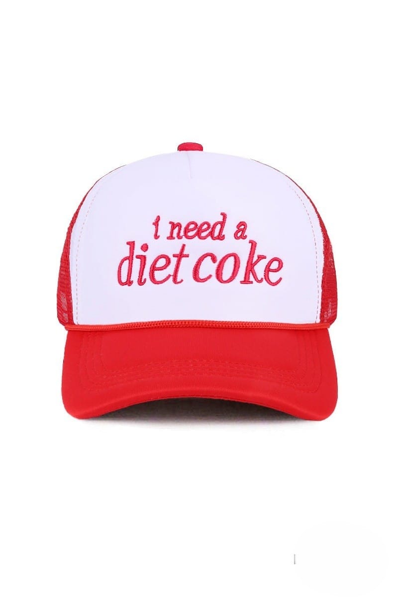 House of Trendz Boutique Accessories I Need a Diet Coke Adjustable Trucker Cap Red & White