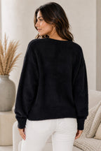 House of Trendz Boutique Cardigan Sweater Soft Button Front Cardigan Sweater - Black