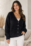 House of Trendz Boutique Cardigan Sweater Soft Button Front Cardigan Sweater - Black S/M