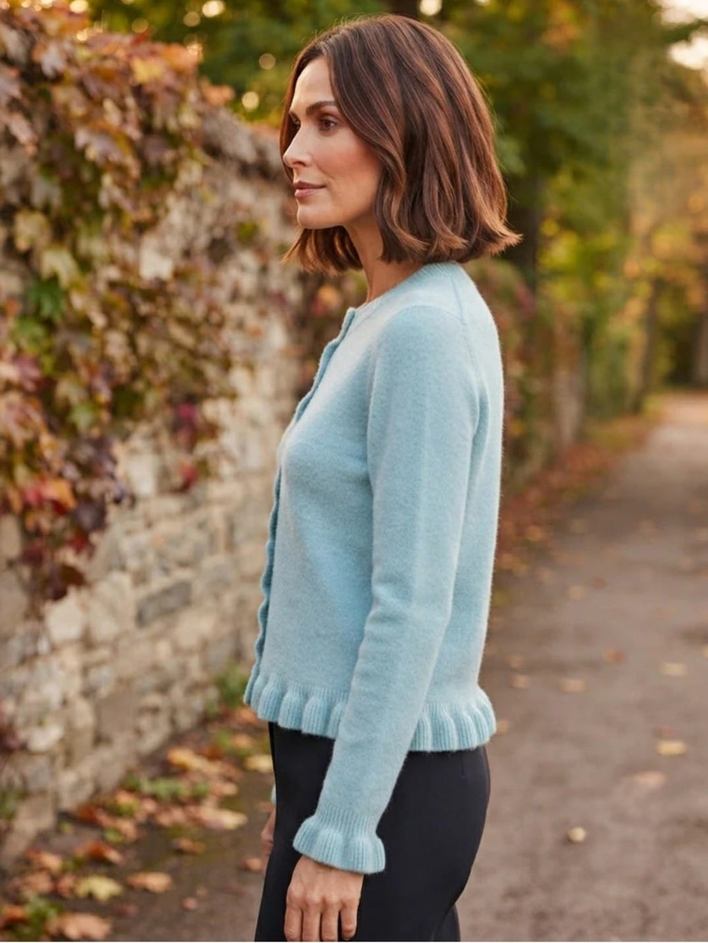 House of Trendz Boutique clothing Aryeh Ruffle Detail Sweater Glacier Blue